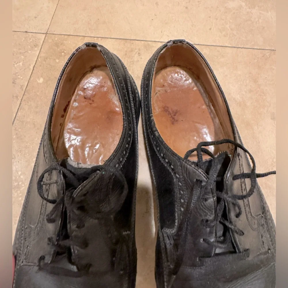 Vintage Florsheim Black Leather Classic Oxford Dress Shoes Men's 12D